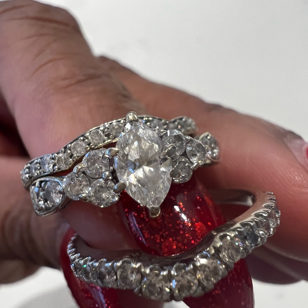 3 Piece Diamond Ring Bridal Set size 7 - Picture 4 of 5